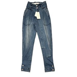 Something Navy June Tie Waist High Waist Ankle Jeans 00 24x26 Blue Womens NWT